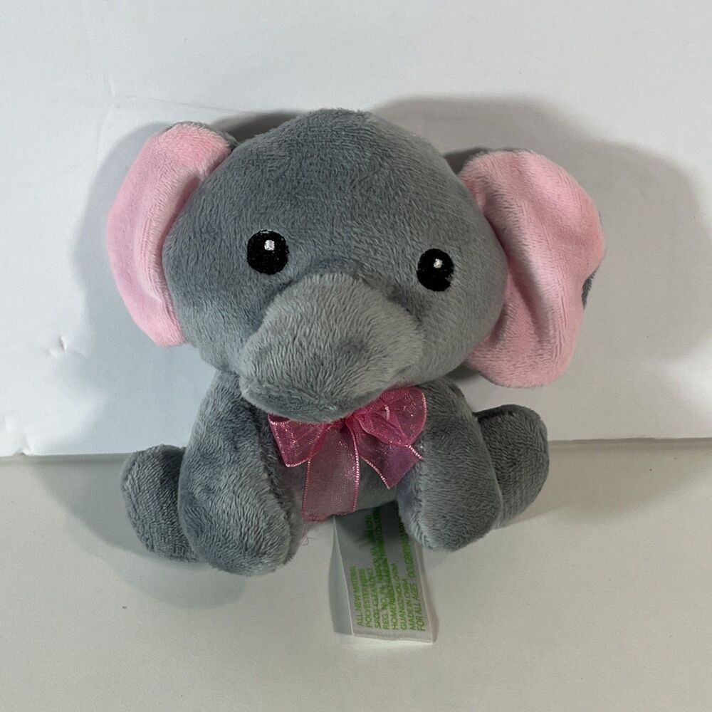 Homerbest Baby Toy Plush Elephant Pink  Ribbon 5”